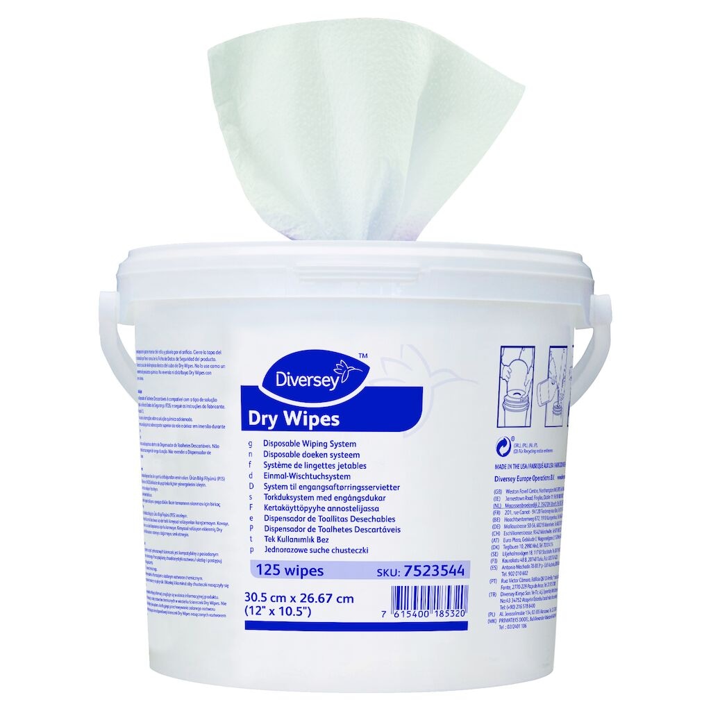 DryWipes 6x125pc - 30.5 x 26.7 cm - Disposable Wiping System