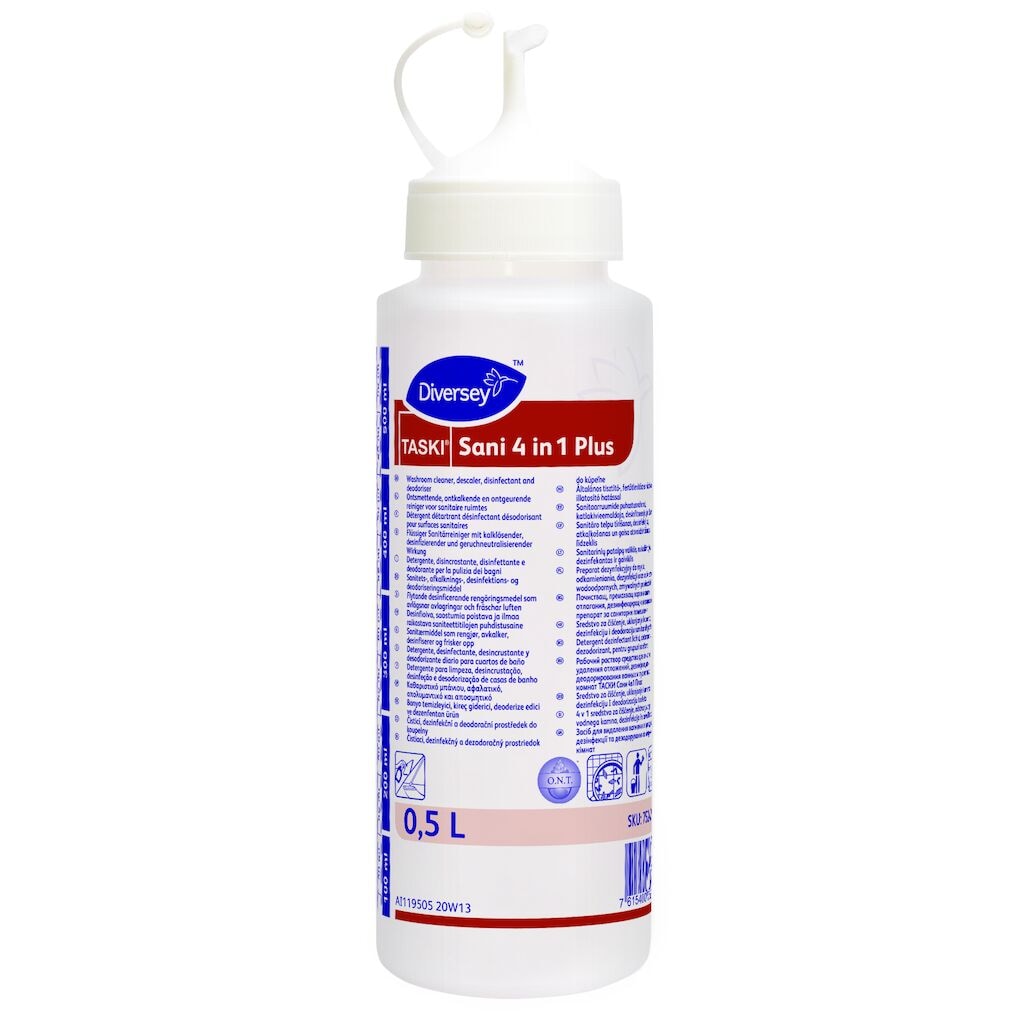 TASKI Sani 4in1 Plus Empty Dosingbottle 6x1pc - Dosing / application bottle 500ml white angled cap for TASKI Sani 4 in 1 Plus