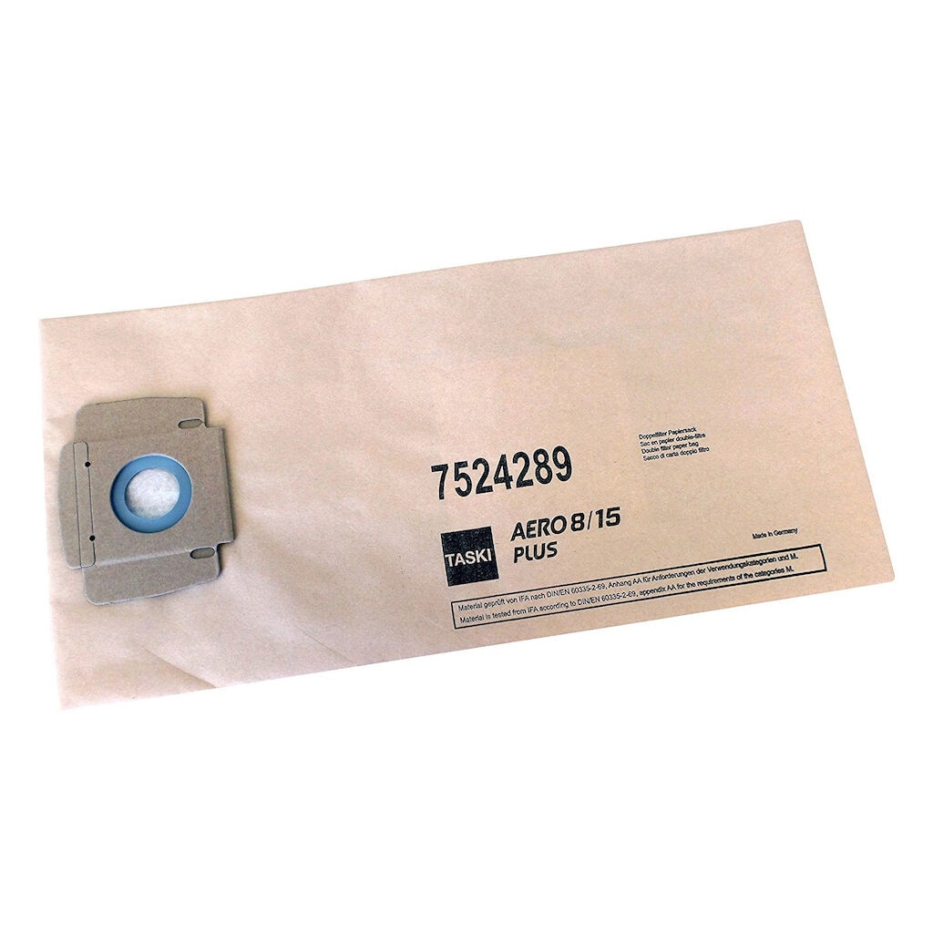 TASKI AERO Double Filter Paper Dust Bags 10x10pc - Disposable paper dust bag for AERO 8/15