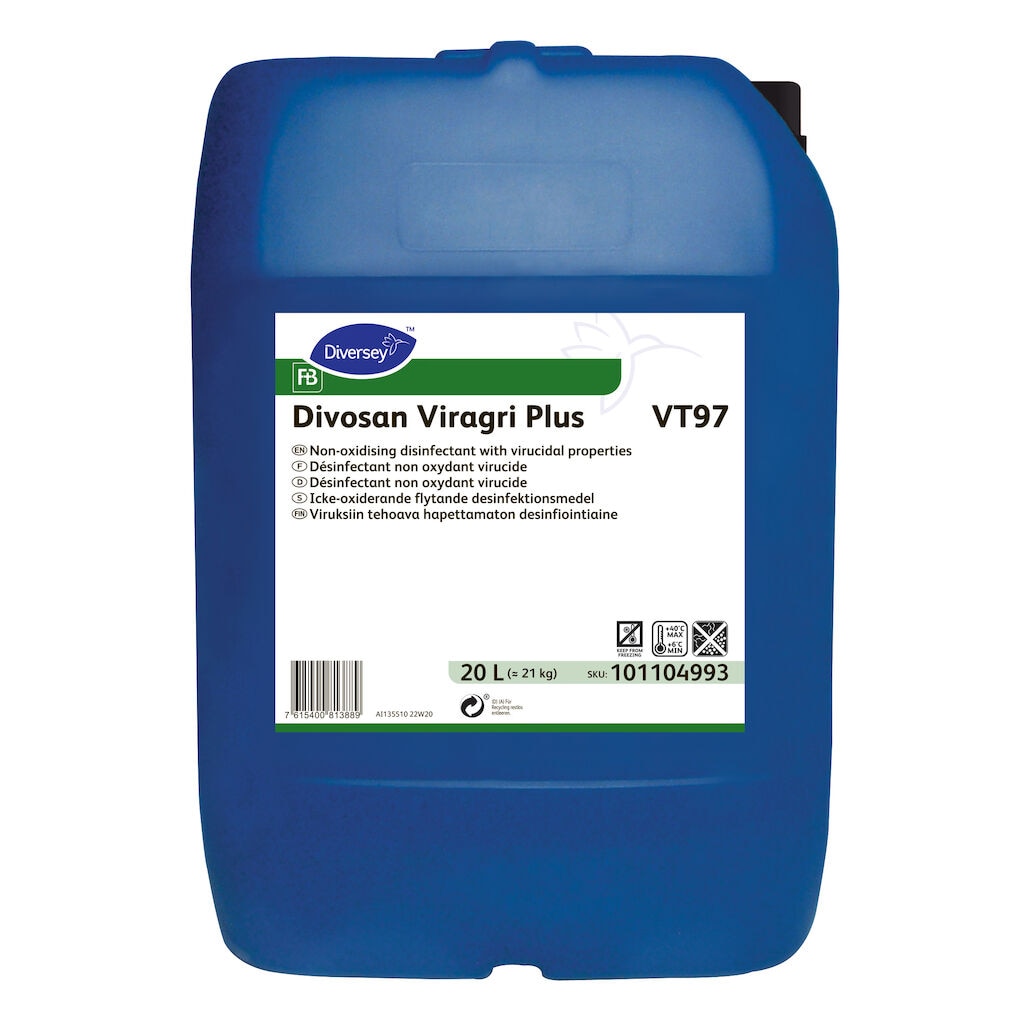 Divosan Viragri Plus VT97 1x20L - Non-oxidising disinfectant with virucidal properties