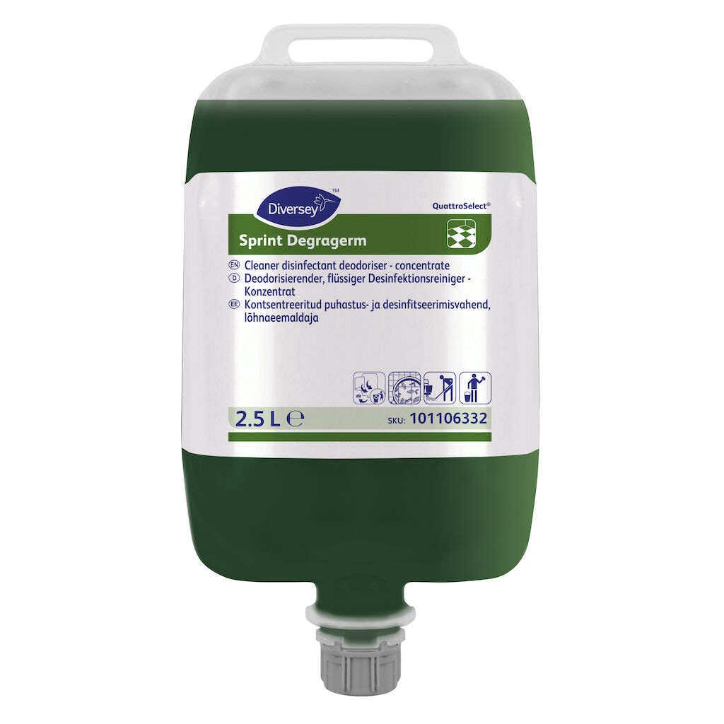 Sprint Degragerm 2x2.5L - Cleaner disinfectant deodoriser for hard surfaces and floors in QuattroSelect®