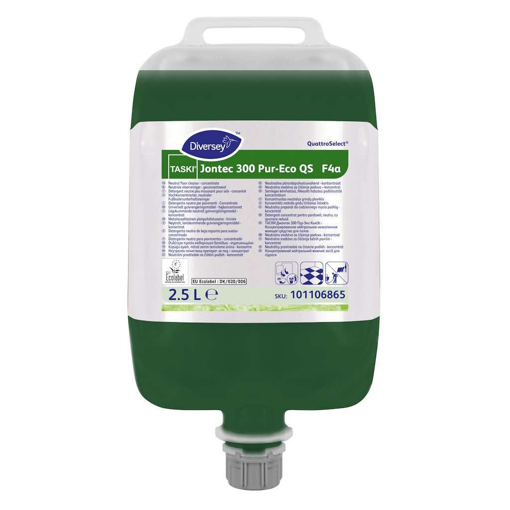 TASKI Jontec 300 Pur-Eco QS F4a 2x2.5L - Low foaming, neutral floor cleaner in QuattroSelect®