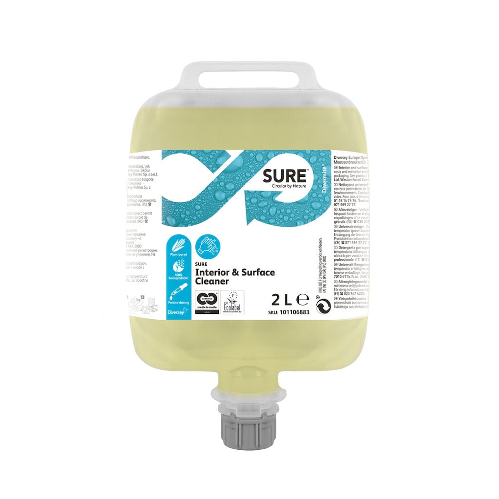 SURE Interior & Surface Cleaner DVM 3x2L - Plant based multi purpose cleaner in recyclable pouches