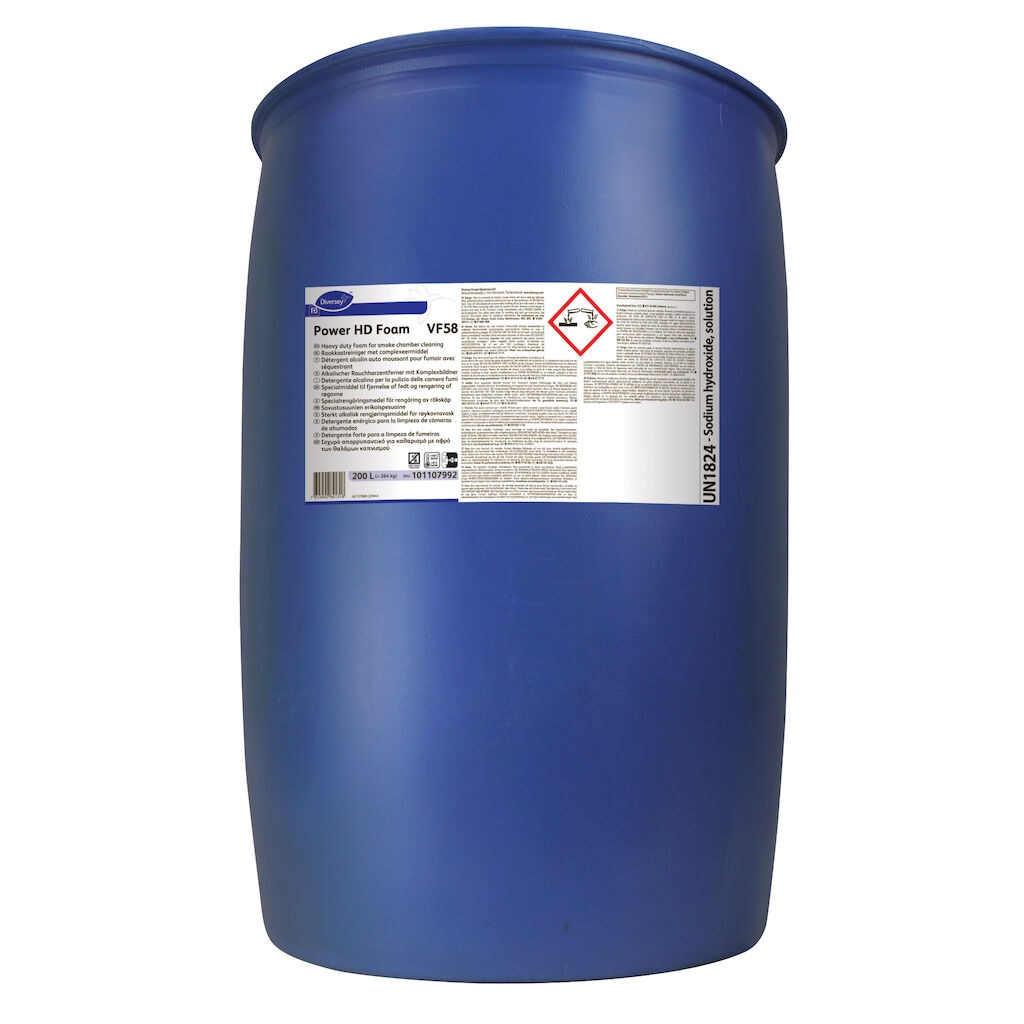 Power HD Foam VF58 1x200L - Caustic foam cleaner for carbonised soil with sequestrants