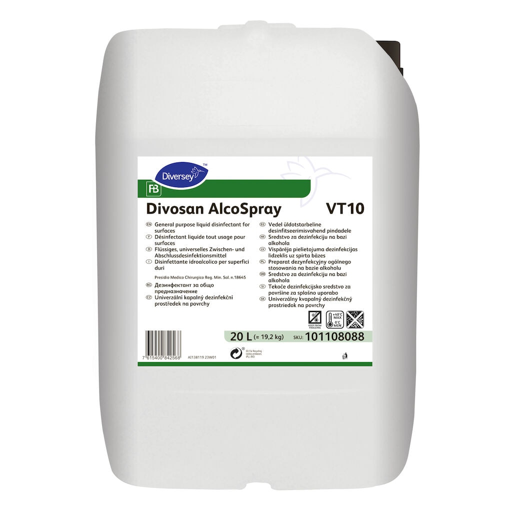 Divosan AlcoSpray VT10 1x20L - General purpose liquid disinfectant for surfaces