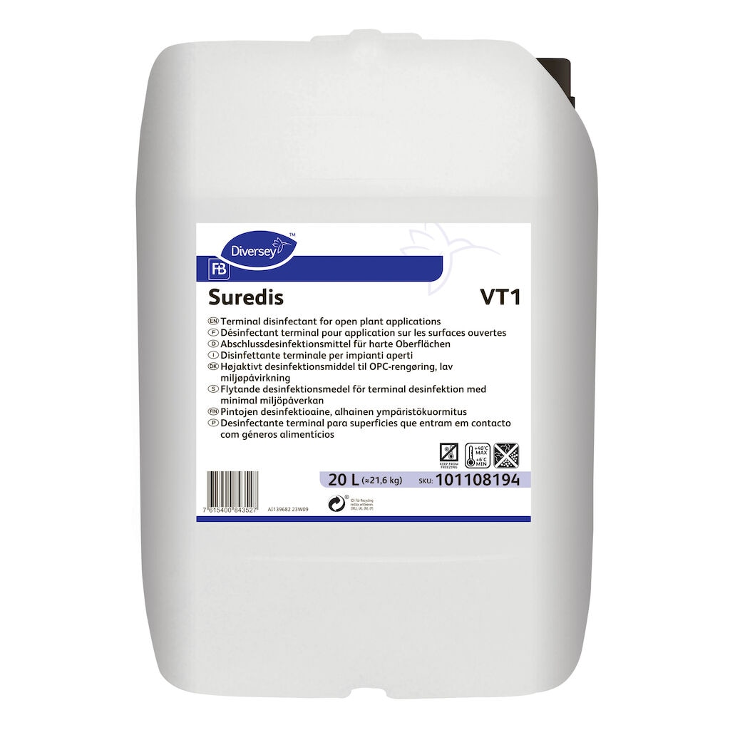 Suredis VT1 1x20L - Terminal disinfectant for open plant applications with reduced environmental impact