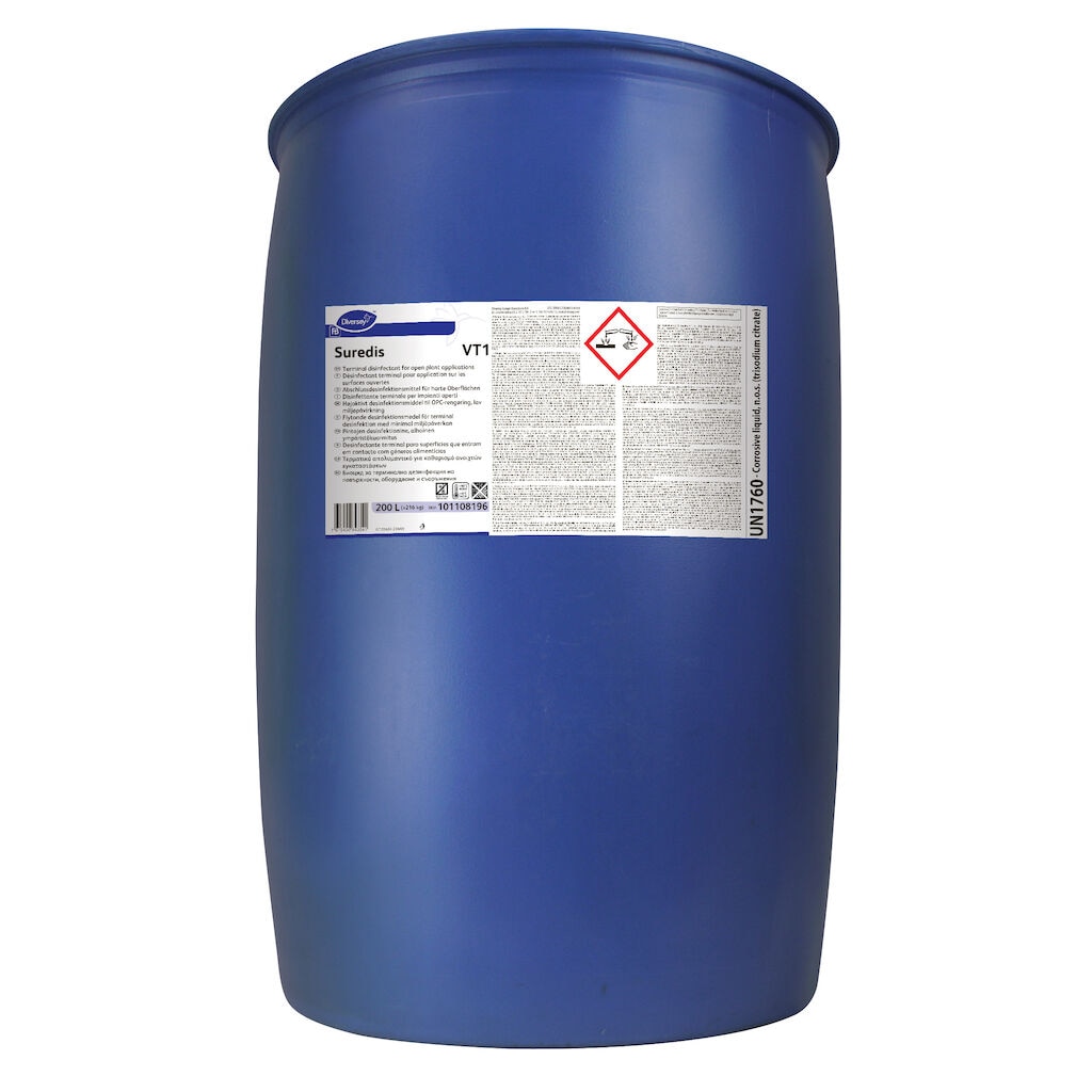 Suredis VT1 1x200L - Terminal disinfectant for open plant applications with reduced environmental impact