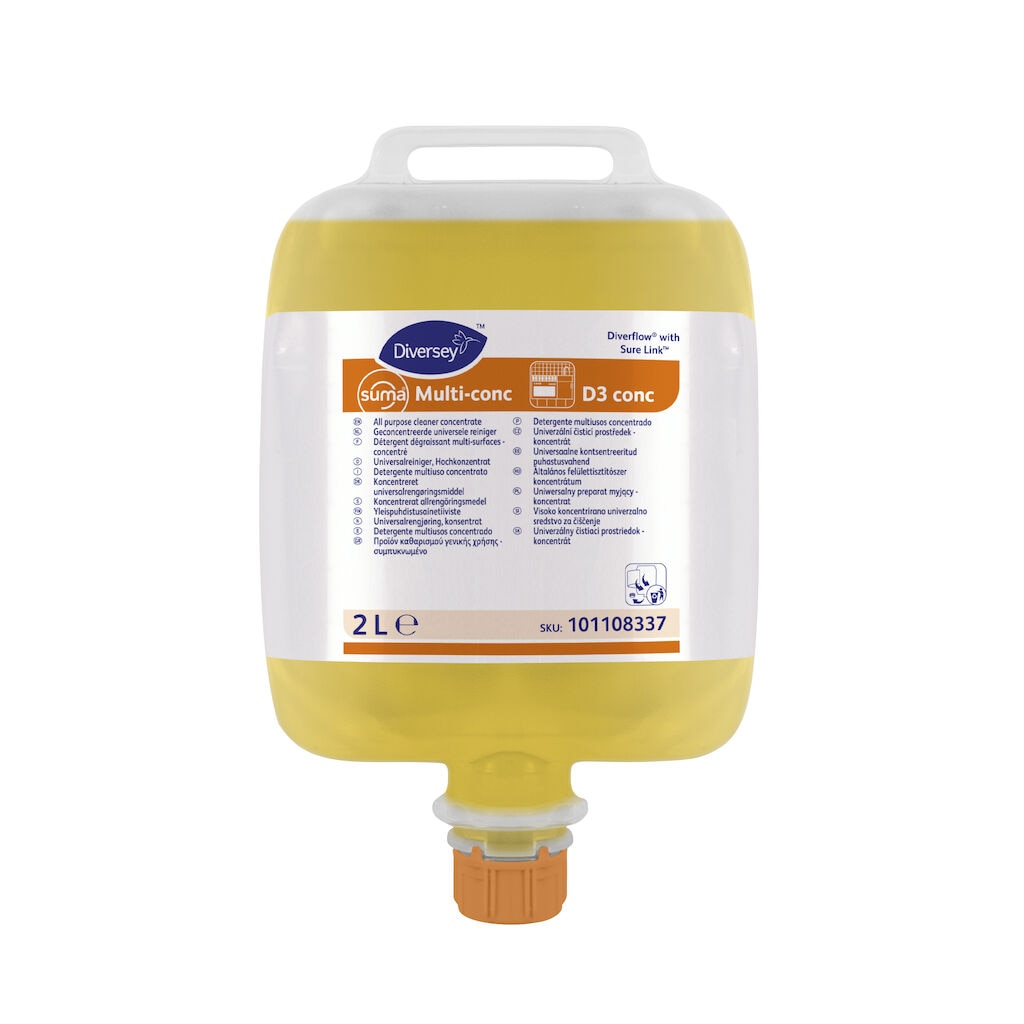 Suma Multi-conc D3 conc 3x2L - Multipurpose cleaner and degreaser for catering areas, for use with Diverflow with Surelink™ system