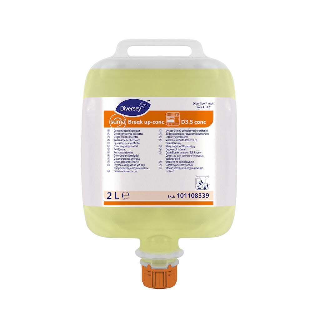Suma Break up conc D3.5 conc 3x2L - Heavy duty degreaser for catering areas, for use with Diverflow with Surelink system only
