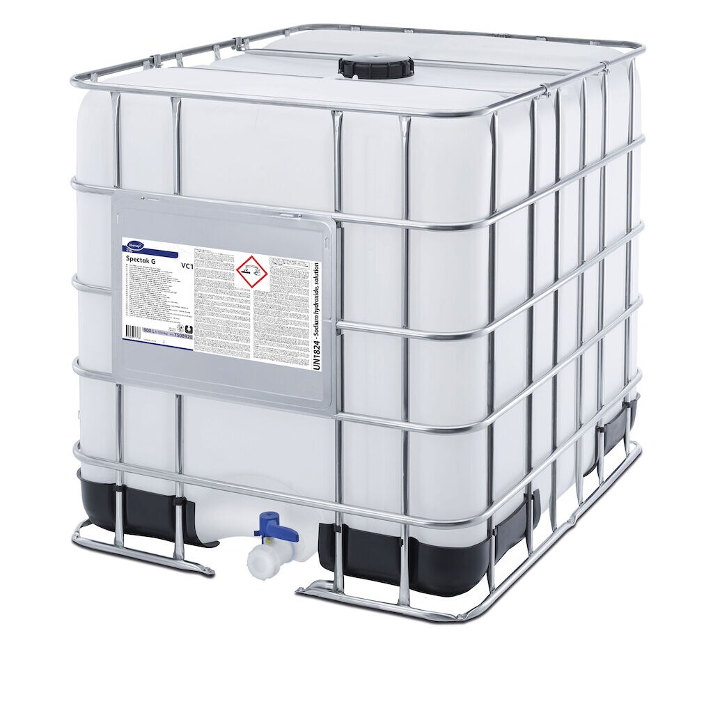 Spectak G VC1 1x900L - Heavy duty, hard water tolerant, low foam, liquid caustic detergent for CIP, bottlewashing & other spray wash applications