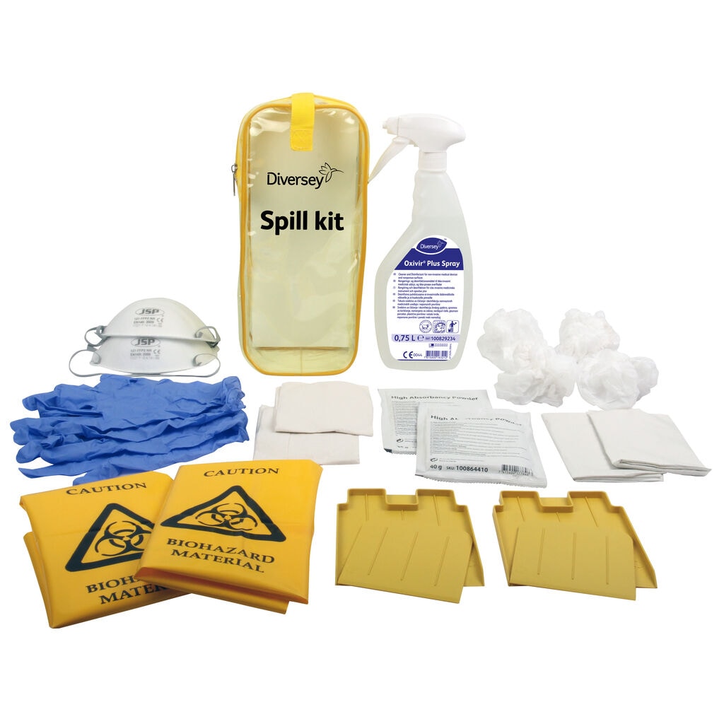 Oxivir Plus Spray spill kit 1x1pc - Spill kit with fast acting absorbant to soak up body spills such as vomit, blood, incontinence