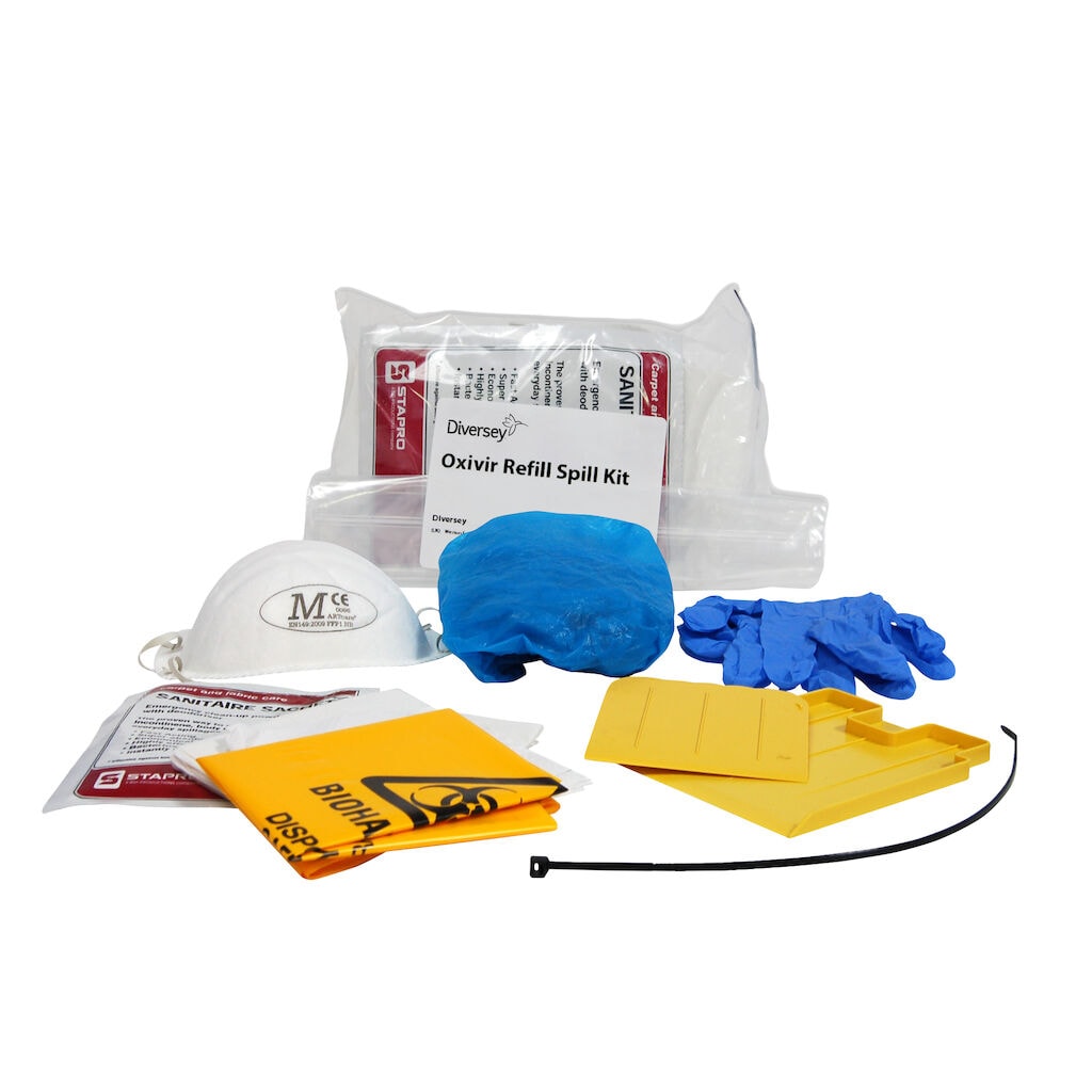 Oxivir Refill Spill Kit 4x2pc - Refills for the spill kit, with fast acting absorbant to soak up body spills such as vomit, blood, incontinence