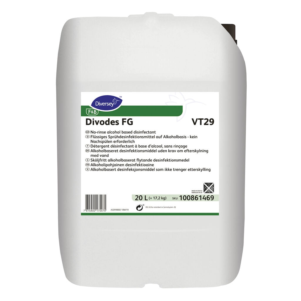 Divodes FG VT29 1x20L - No-rinse alcohol based disinfectant