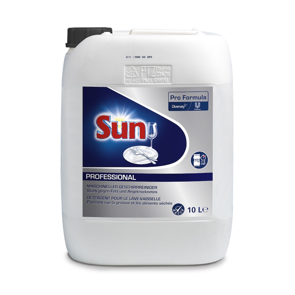 Sun Pro Formula Liquid 1x10L - Dishwasher detergent liquid, suitable for professional 1-5min cycle dishwashers.