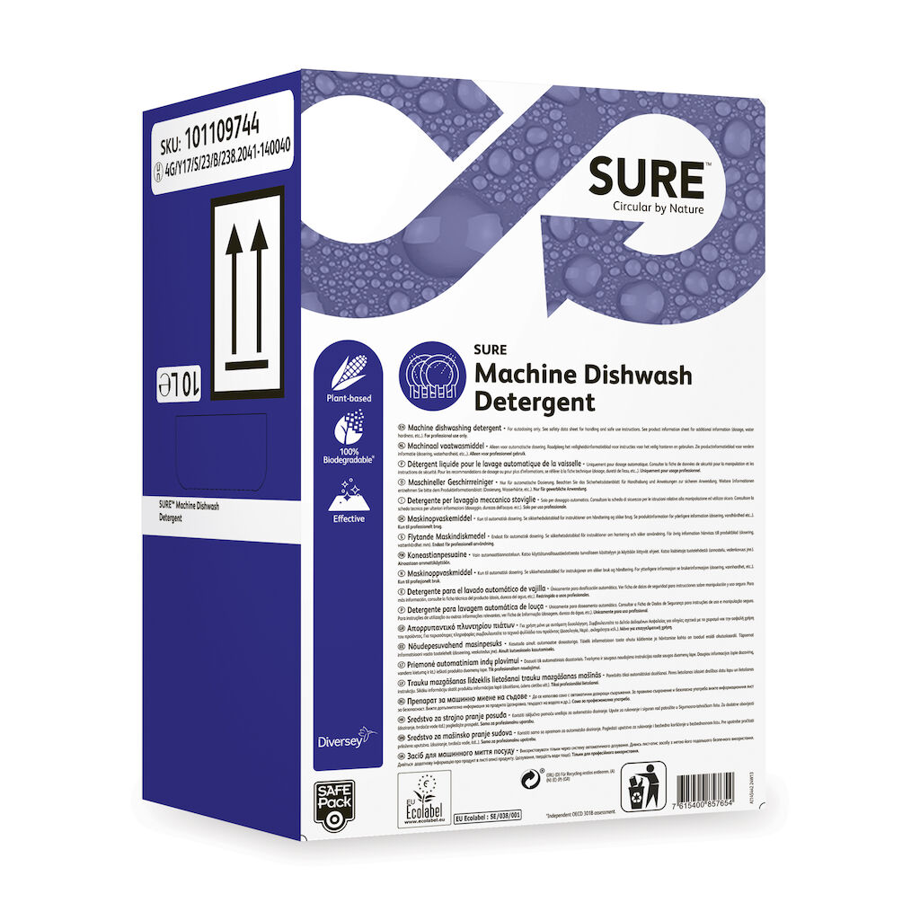 SURE Machine Dishwash Detergent 1x10L - Liquid mechanical ware washing detergent for hard water