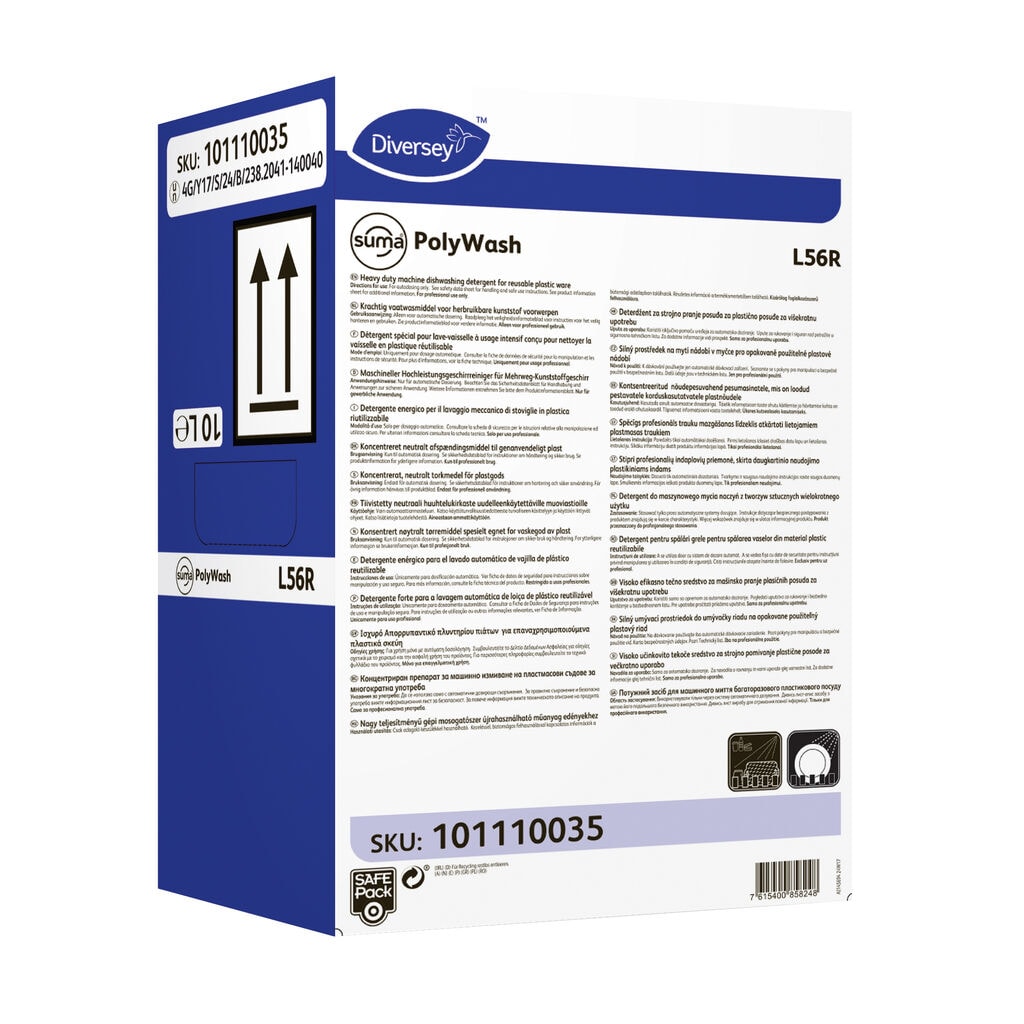 Suma Polywash L56R 1x10L - Heavy duty machine dishwashing detergent for reusable plastic ware