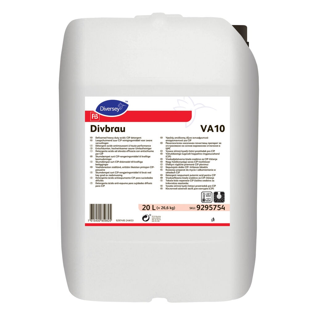 Divbrau VA10 1x20L - Defoamed heavy duty acidic CIP detergent