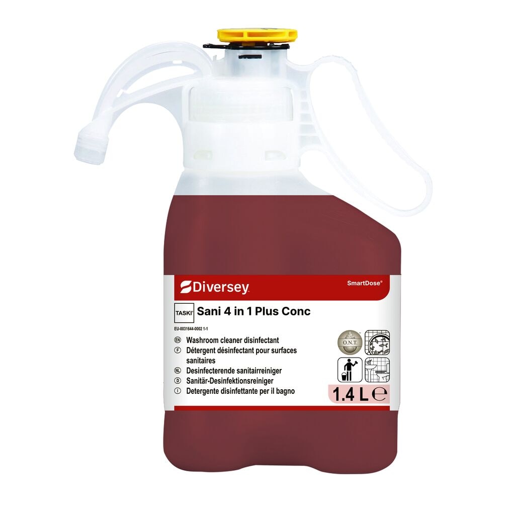 TASKI Sani 4 in 1 Plus 1x1.4L - Washroom cleaner, descaler, disinfectant and deodoriser in SmartDose®